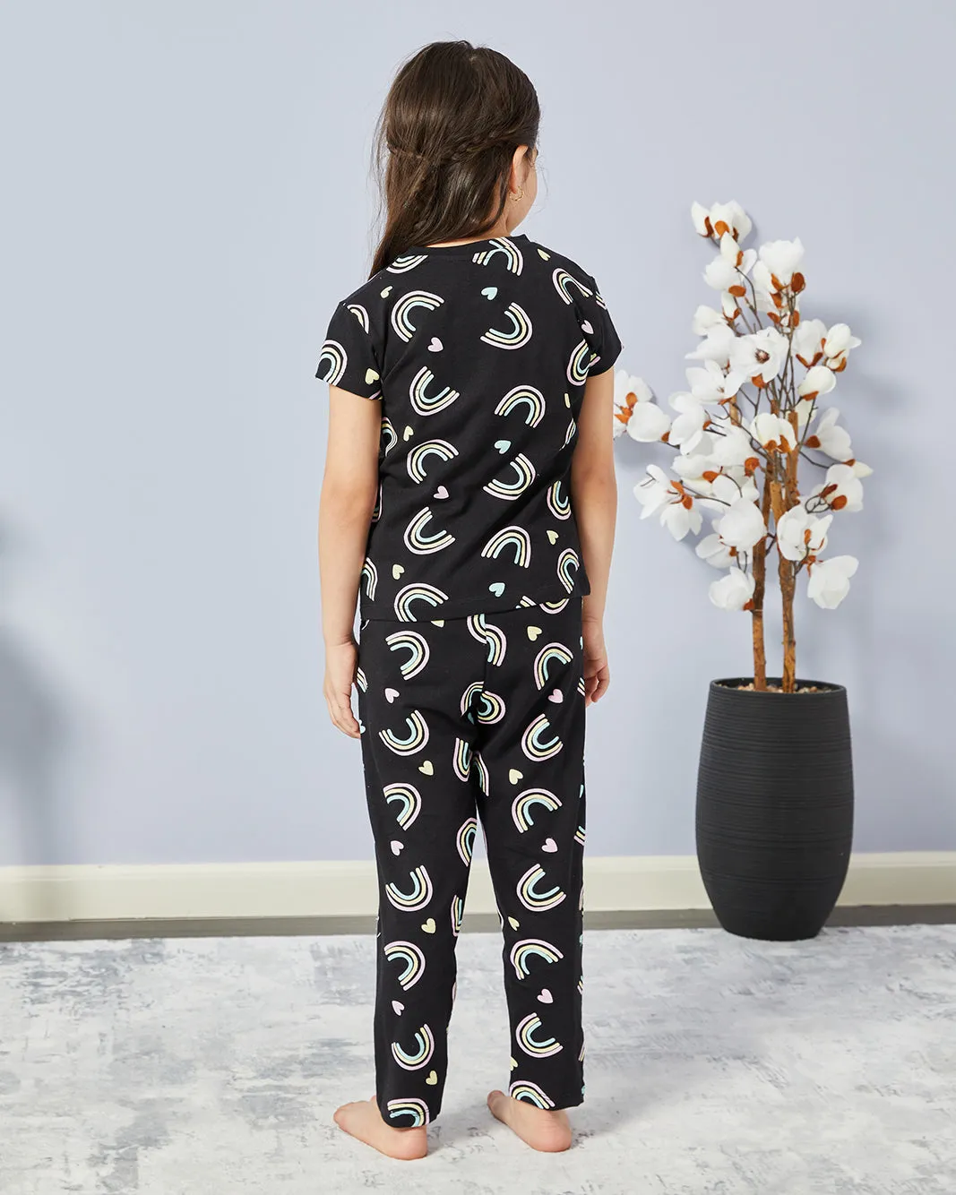 Girls Black Print Pyjama Set (2 Piece) sold by Redtag product image thumbnail 4