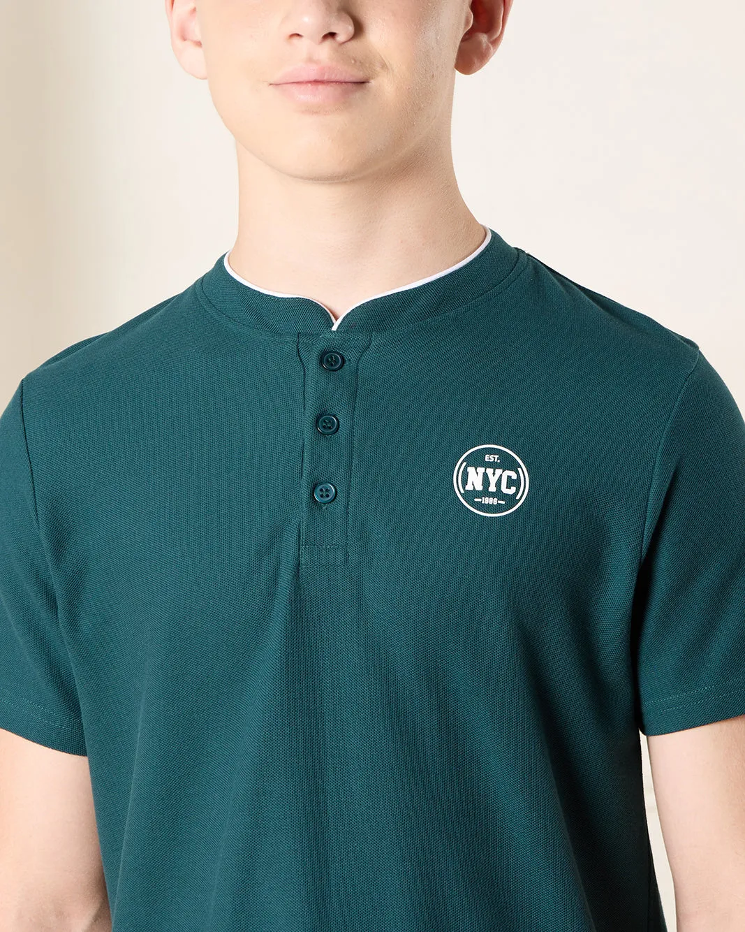 Senior Boys Green Printed Polo Shirt sold by Redtag product image thumbnail 4
