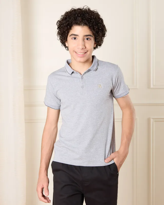 Senior Boys Grey Polo T-Shirt sold by Redtag