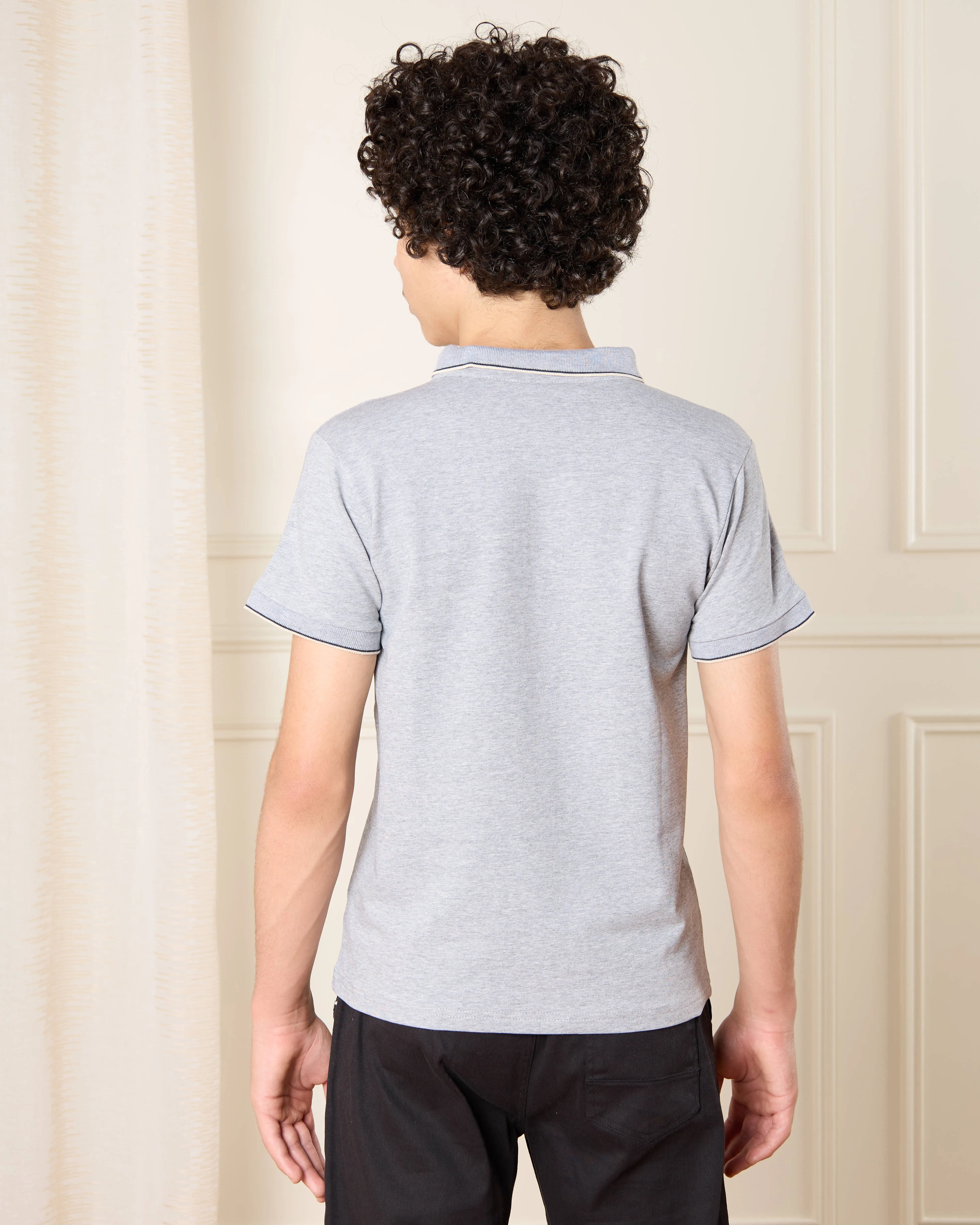 Senior Boys Grey Polo T-Shirt sold by Redtag product image thumbnail 3