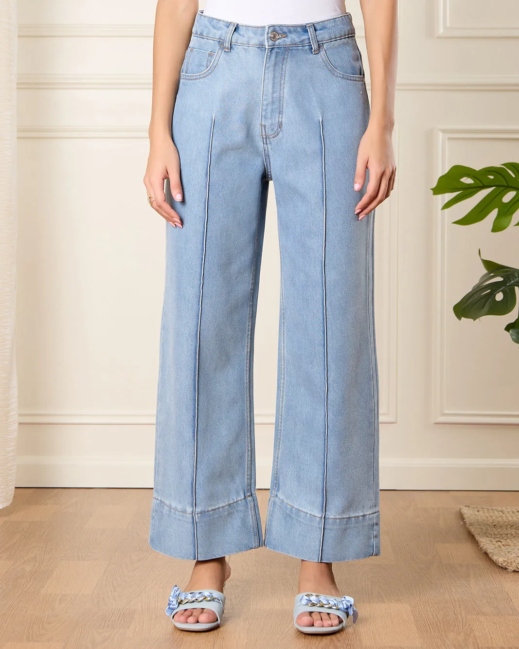 Women Blue Wide Leg Jeans sold by Redtag