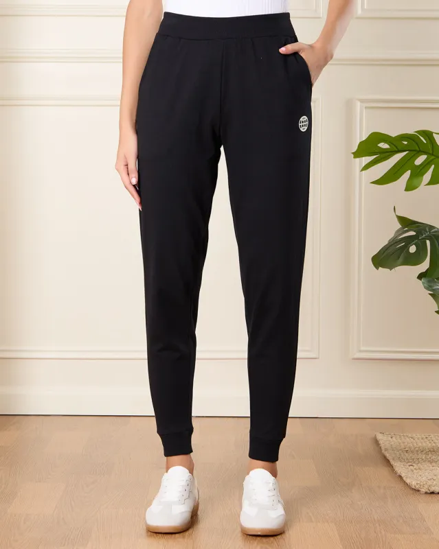 Women Black Placement Print Active Pants sold by Redtag