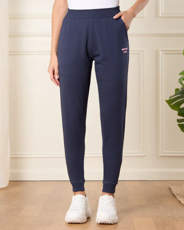 Women Blue Placement Print Active Pants sold by Redtag