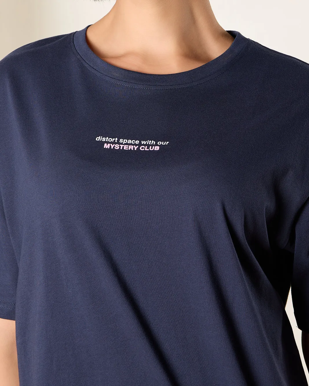 Women Blue Printed Oversize T-Shirt sold by Redtag product image thumbnail 4