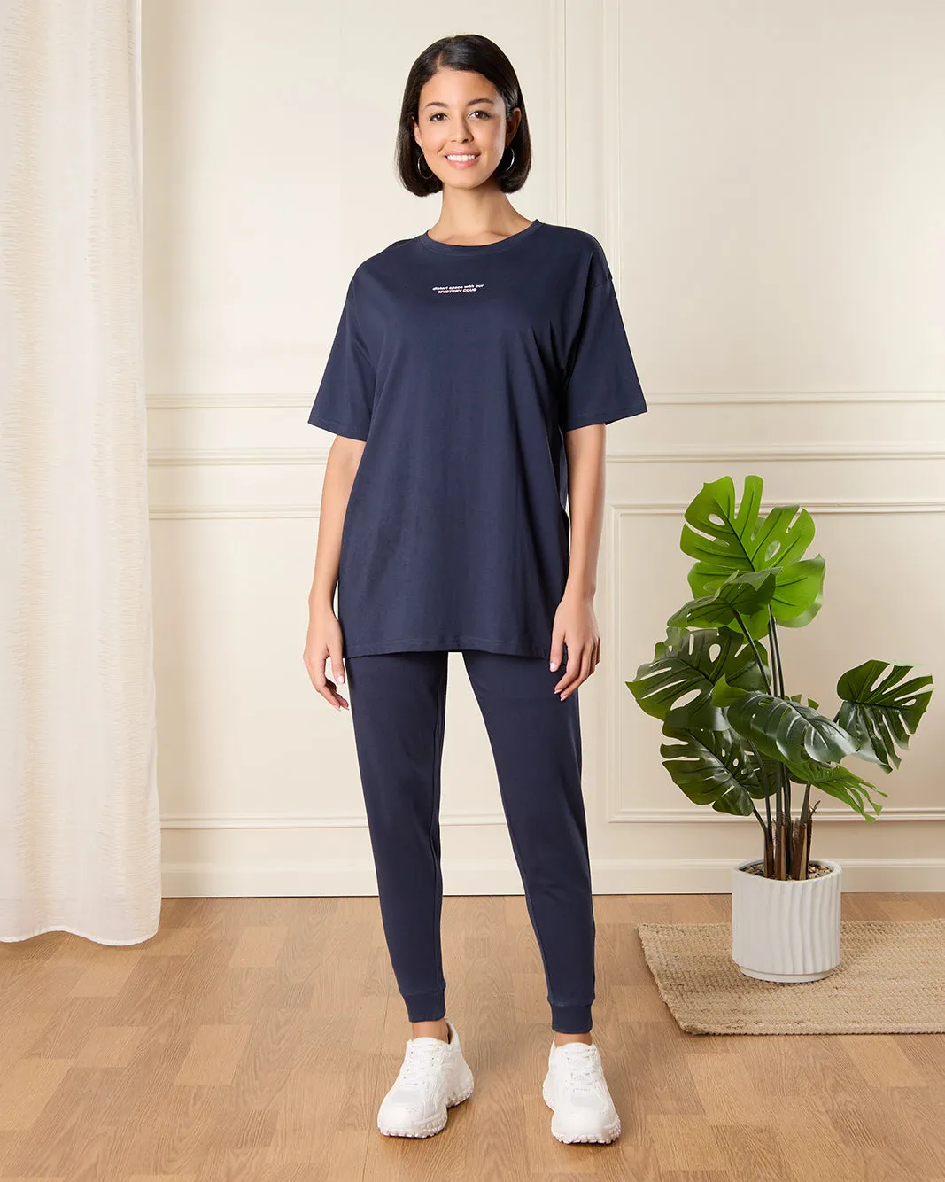 Women Blue Printed Oversize T-Shirt sold by Redtag product image thumbnail 2