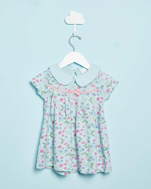 Infant Girls Blue Printed Dress sold by Redtag