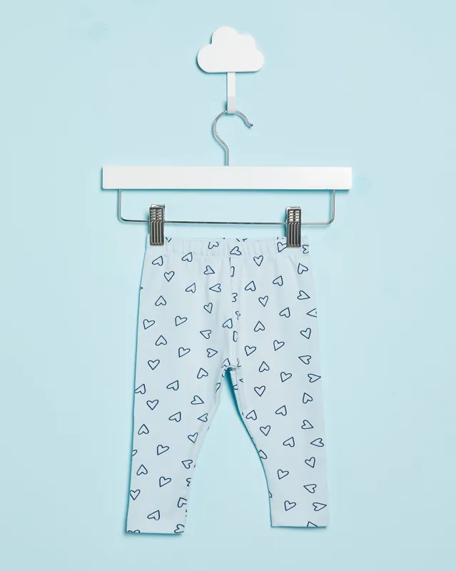 Infant Girls Blue Heart Printed Leggings sold by Redtag