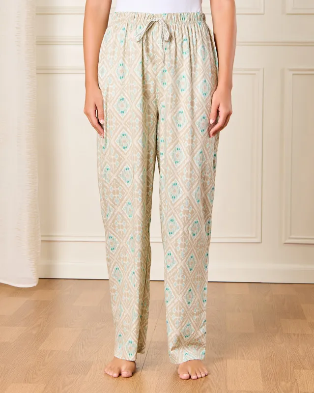 Women Beige Printed Pyjama Bottom sold by Redtag