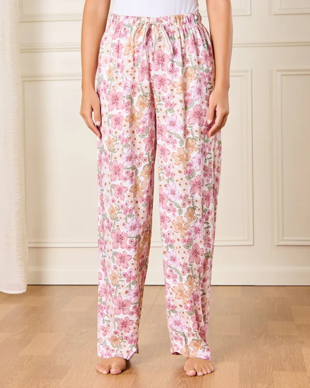 Women Cream Printed Pyjama Bottom sold by Redtag