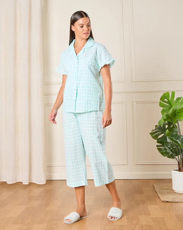 Women Green Checkered Pyjama Set (2 Piece) sold by Redtag