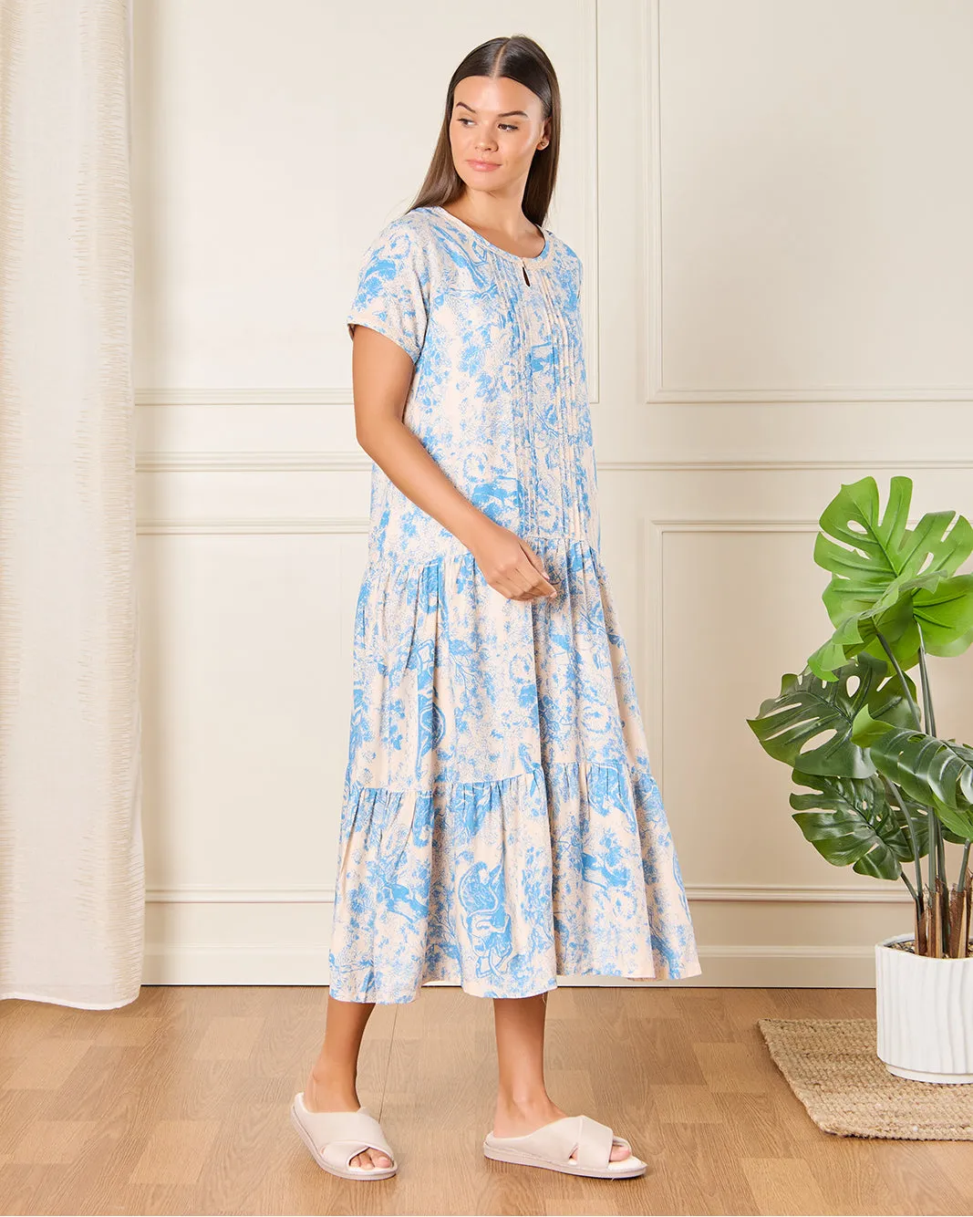 Women Blue And Beige Printed Nightgown sold by Redtag product image thumbnail 4