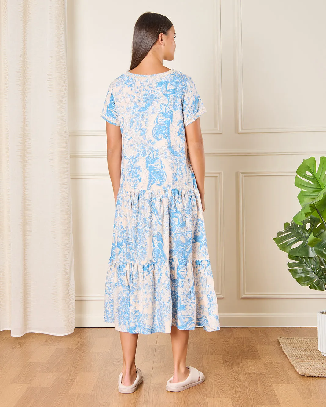 Women Blue And Beige Printed Nightgown sold by Redtag product image thumbnail 3