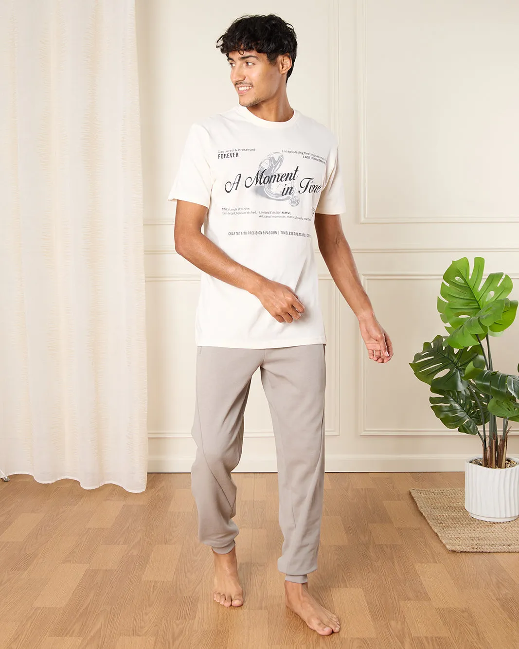 Men Ivory A Moment in Time Print T-Shirt sold by Redtag product image thumbnail 2