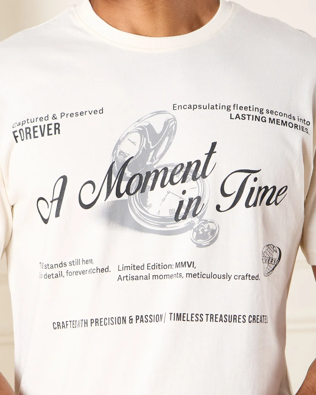 Men Ivory A Moment in Time Print T-Shirt sold by Redtag product image thumbnail 4