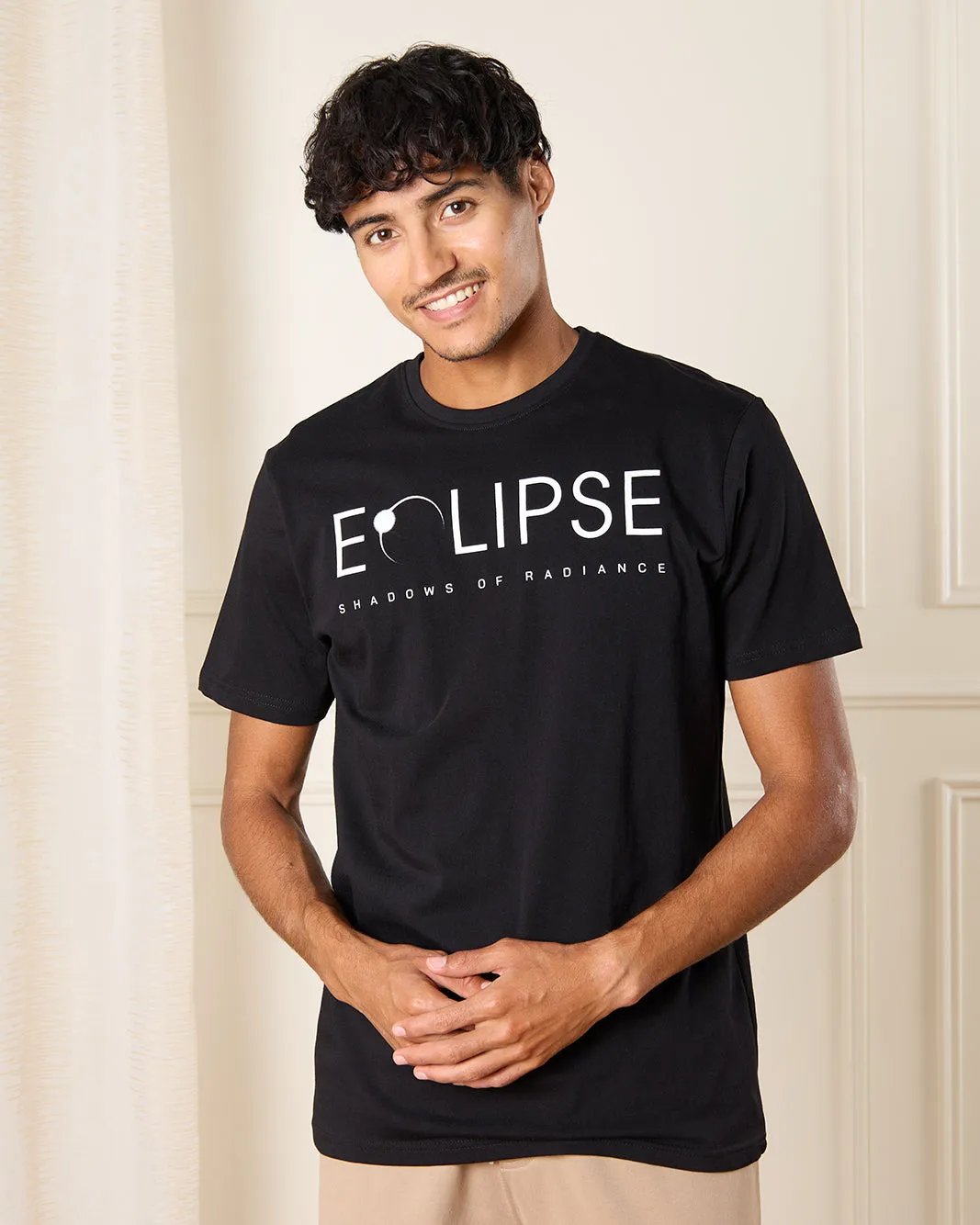Men Black Eclipse Print T-Shirt sold by Redtag