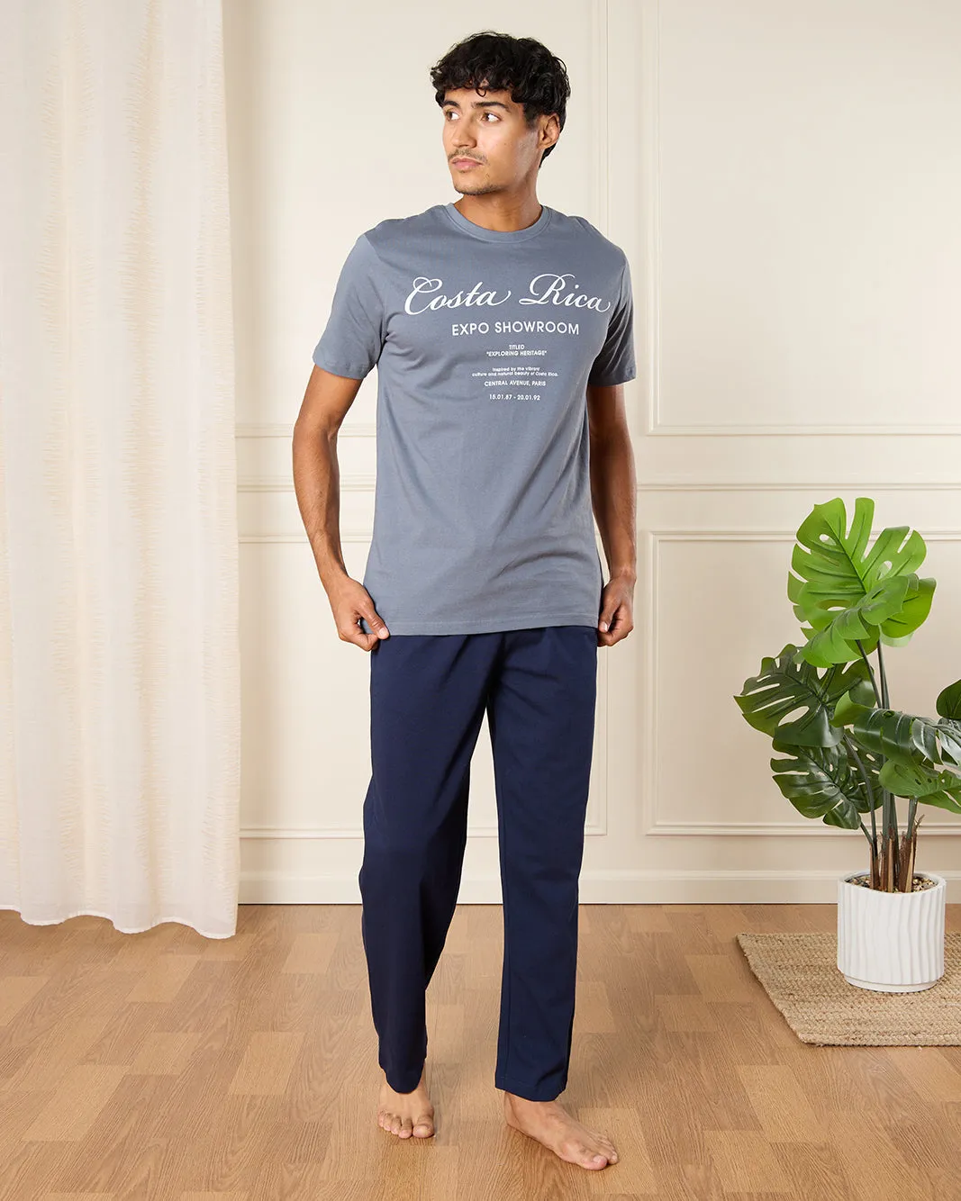 Men Blue Costa Rica Print T-Shirt sold by Redtag product image thumbnail 2