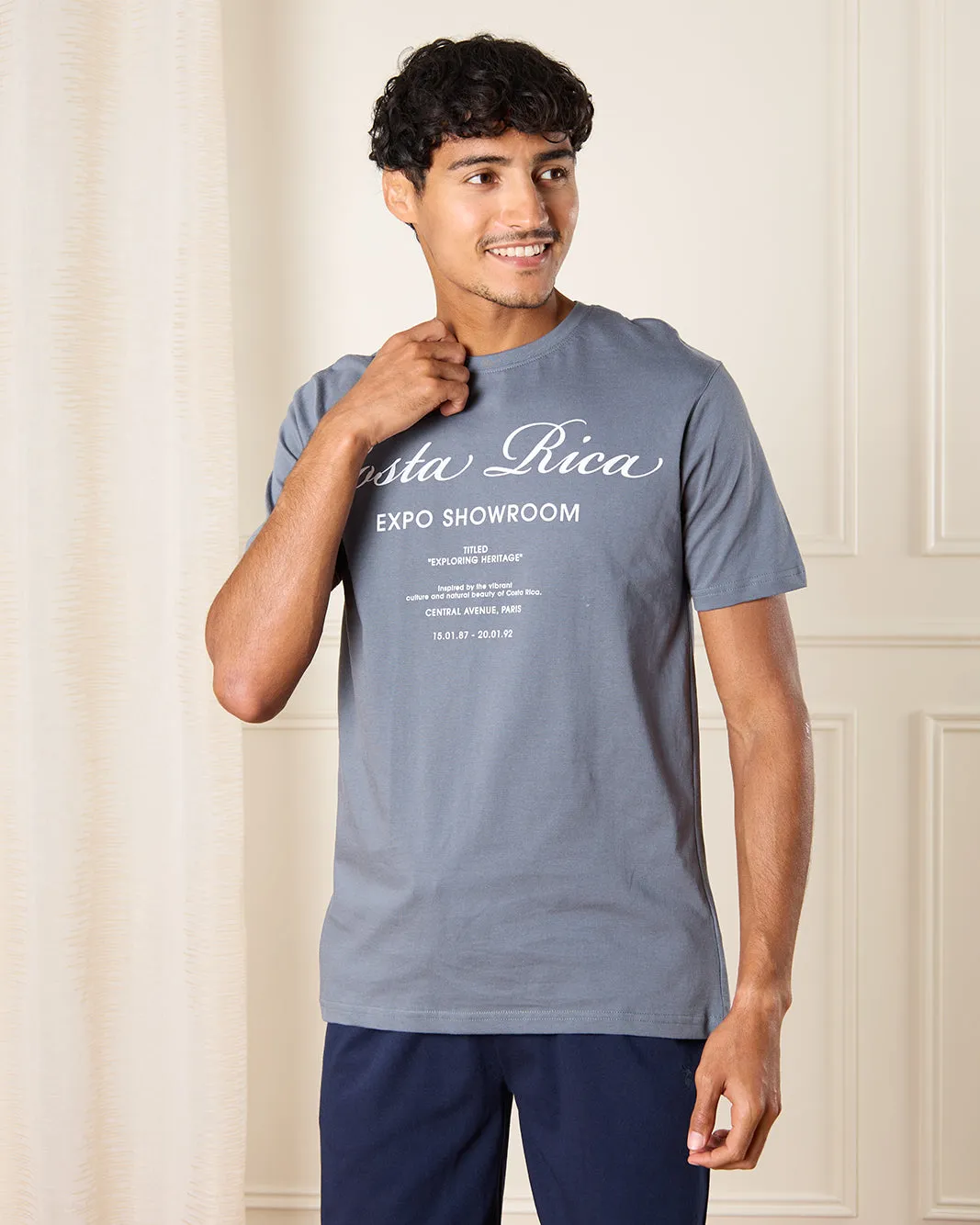 Men Blue Costa Rica Print T-Shirt sold by Redtag