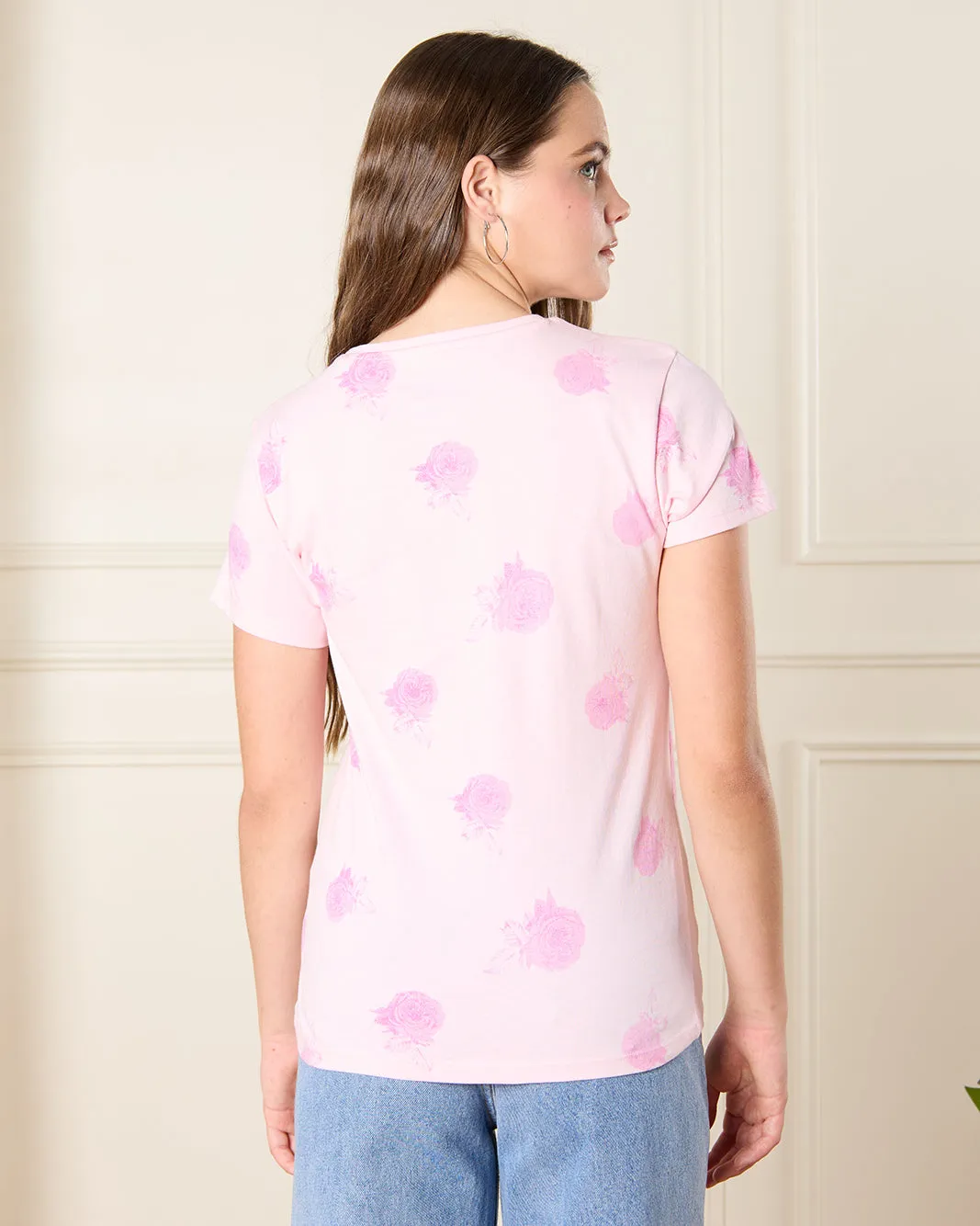 Senior Girls Pink Rose Print T-Shirt sold by Redtag product image thumbnail 3
