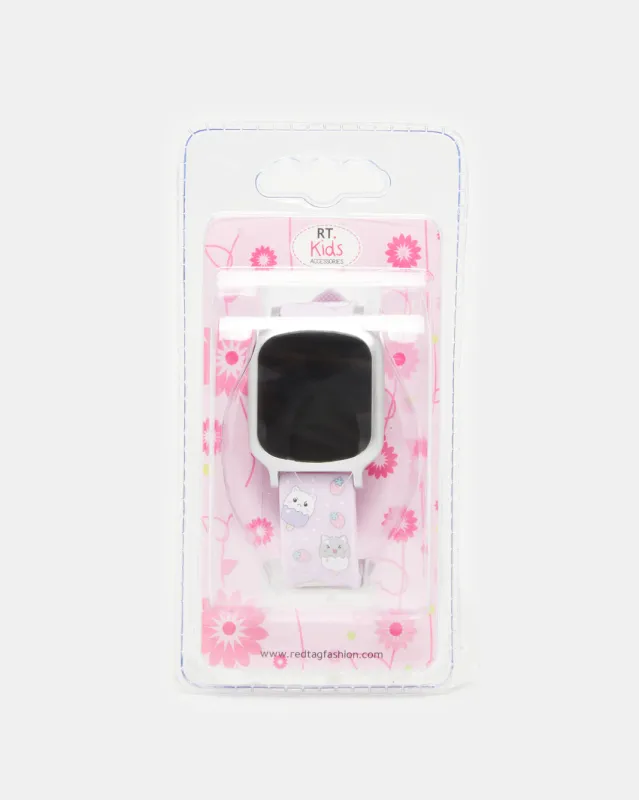 Girls Pink Cat Printed Digital Watch sold by Redtag