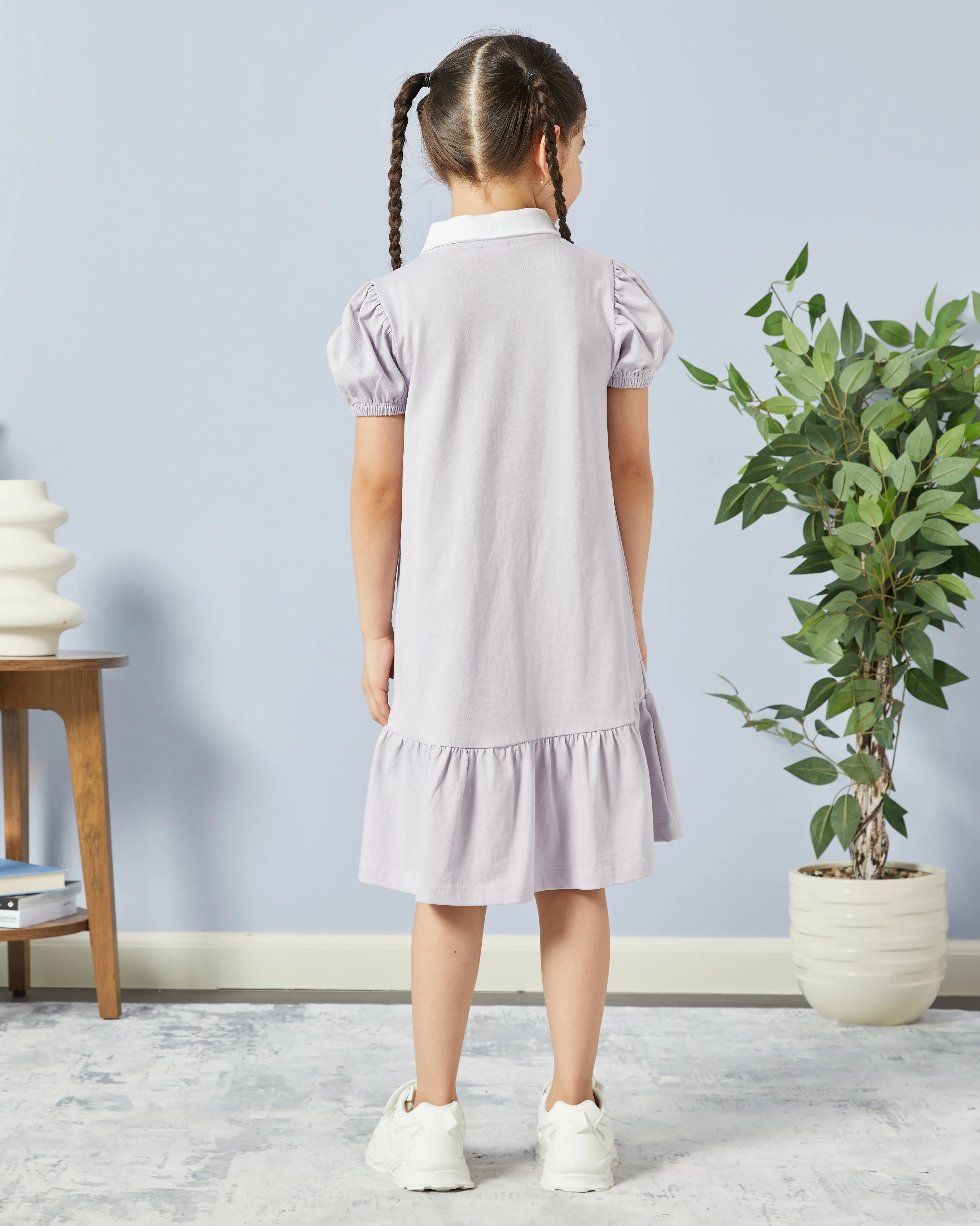 Girls Lilac Chicago Print Polo Dress sold by Redtag product image thumbnail 3