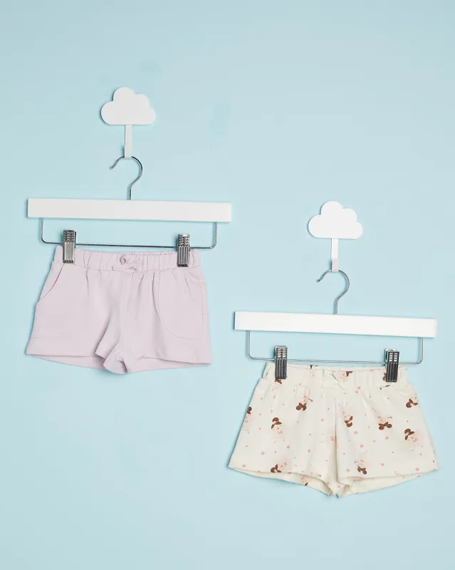 Infant Girls Ivory And Pink All Over Print Shorts (Pack of 2) sold by Redtag