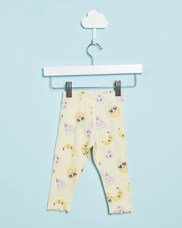 Infant Girls Yellow Fruity Printed Leggings sold by Redtag