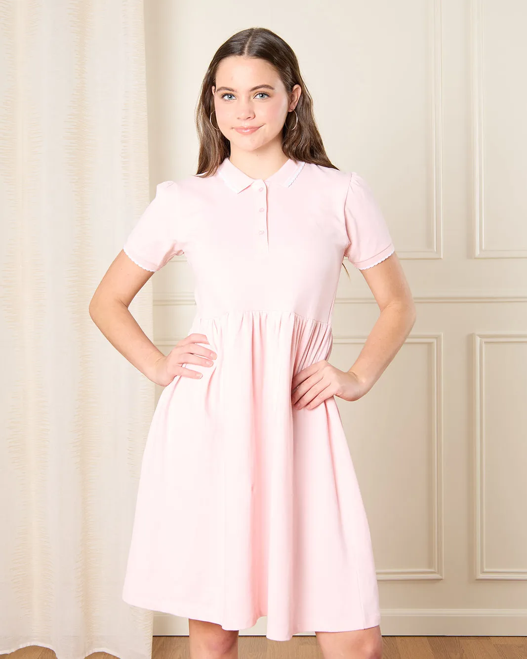 Senior Girls Pink Pique Dress sold by Redtag