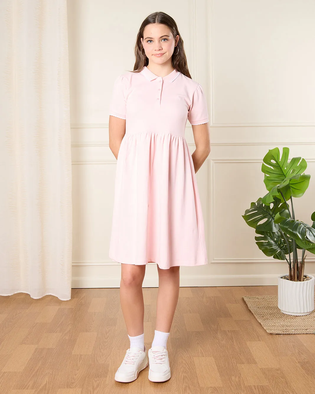 Senior Girls Pink Pique Dress sold by Redtag product image thumbnail 2