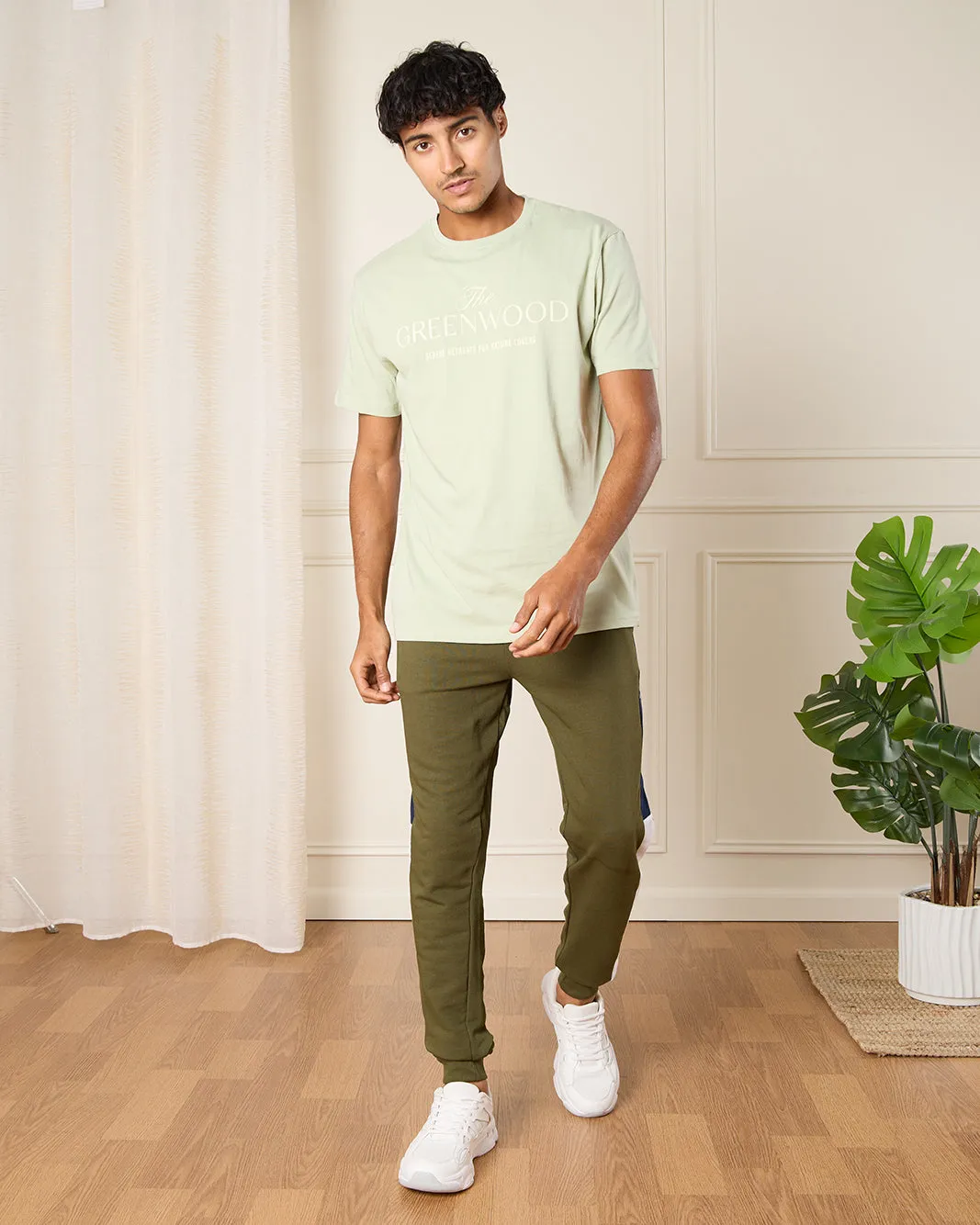 Men Green Green Wood Print T-Shirt sold by Redtag product image thumbnail 2