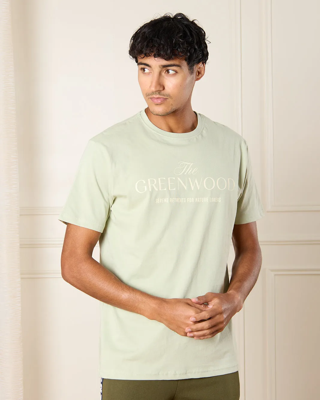 Men Green Green Wood Print T-Shirt sold by Redtag