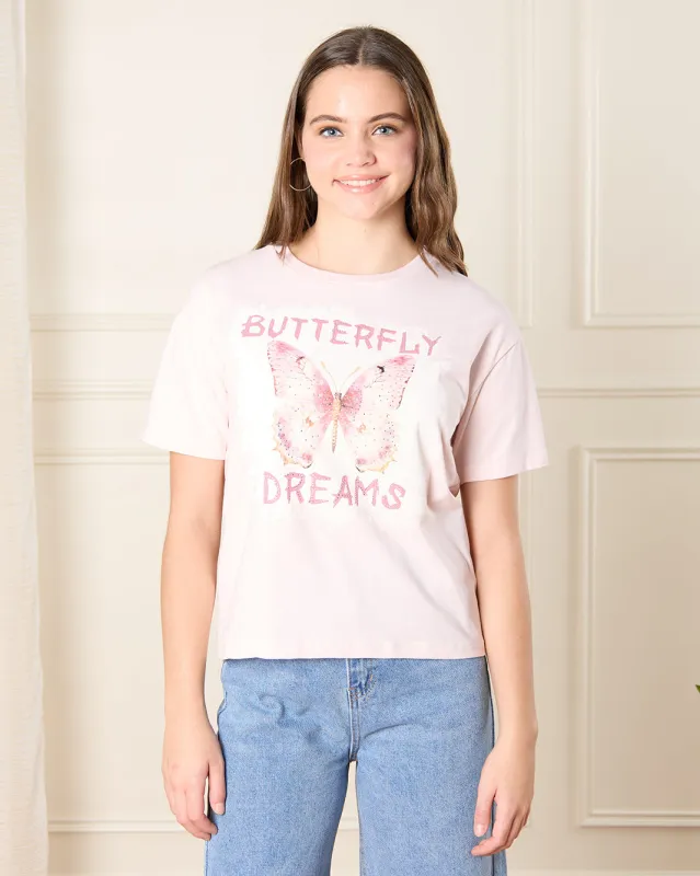 Senior Girls Pink Printed Top sold by Redtag