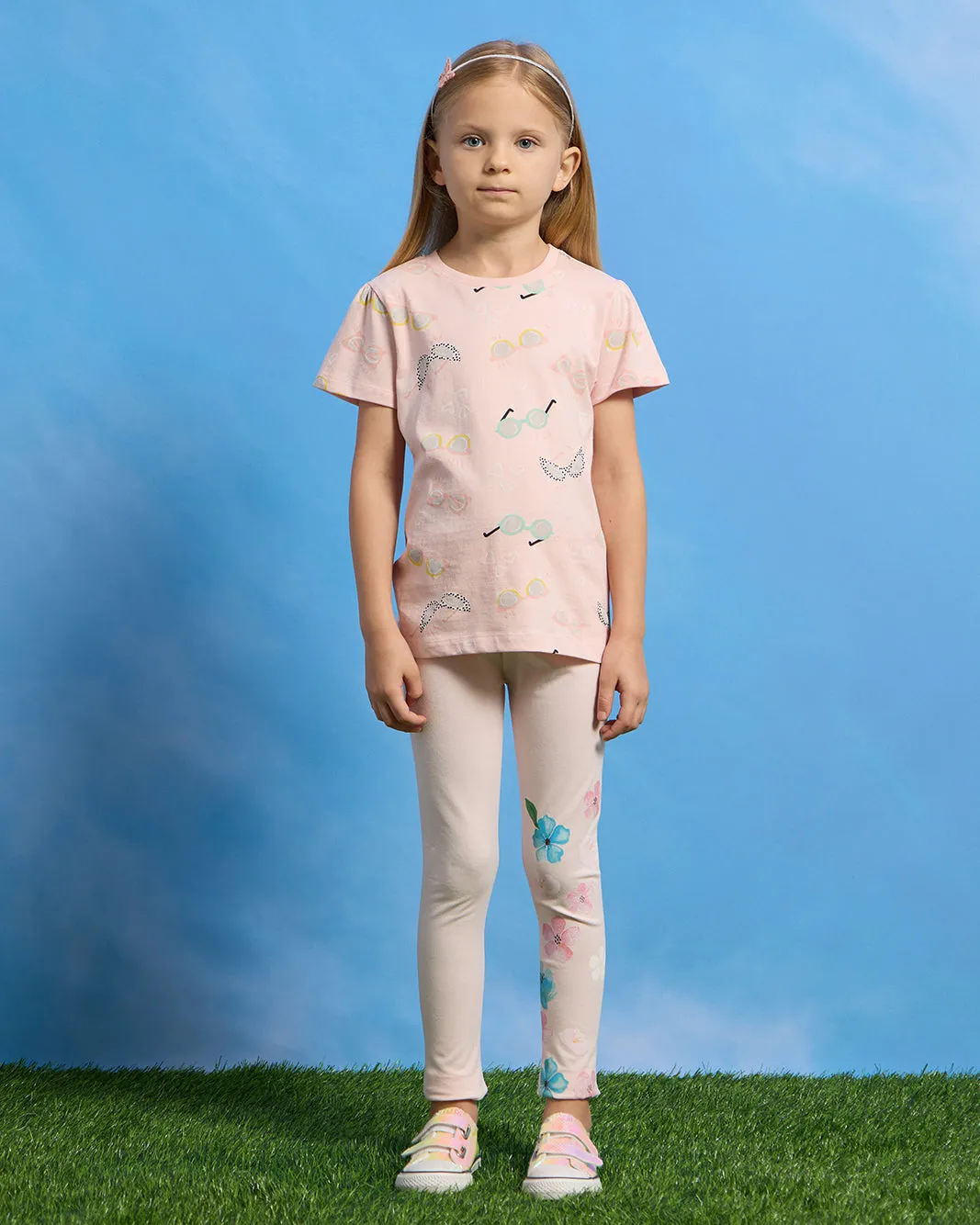 Girls Pink Sunglasses Print T-Shirt sold by Redtag