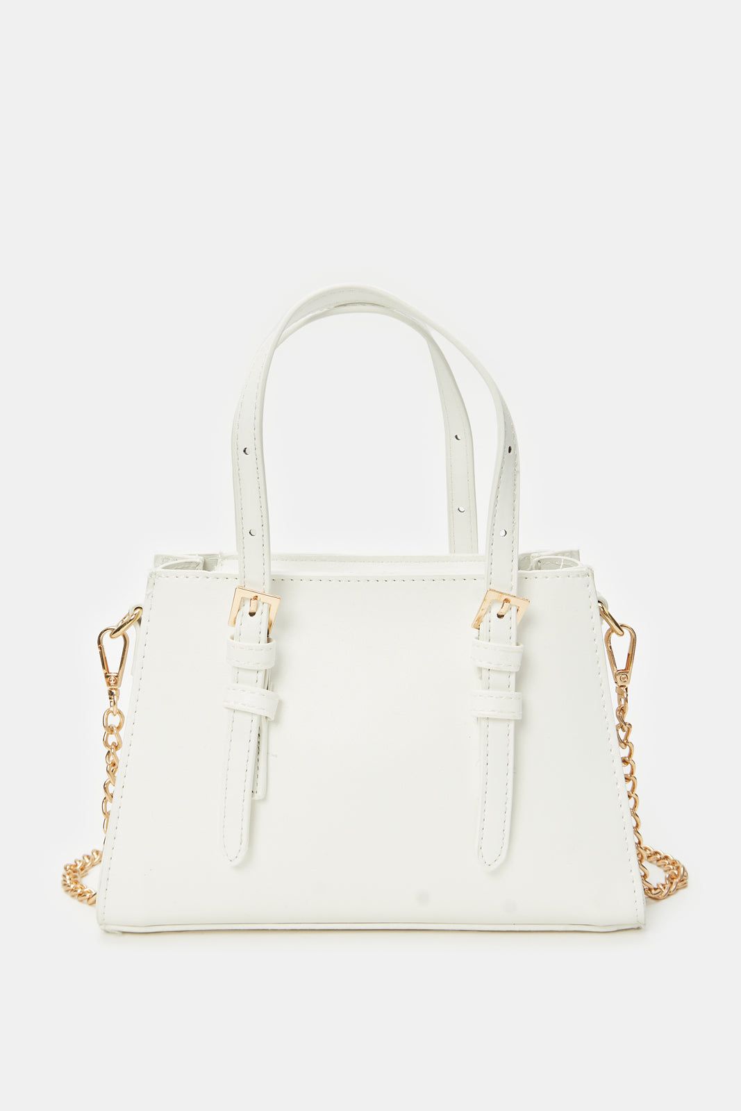 Women White Solid Tote Bag sold by Redtag