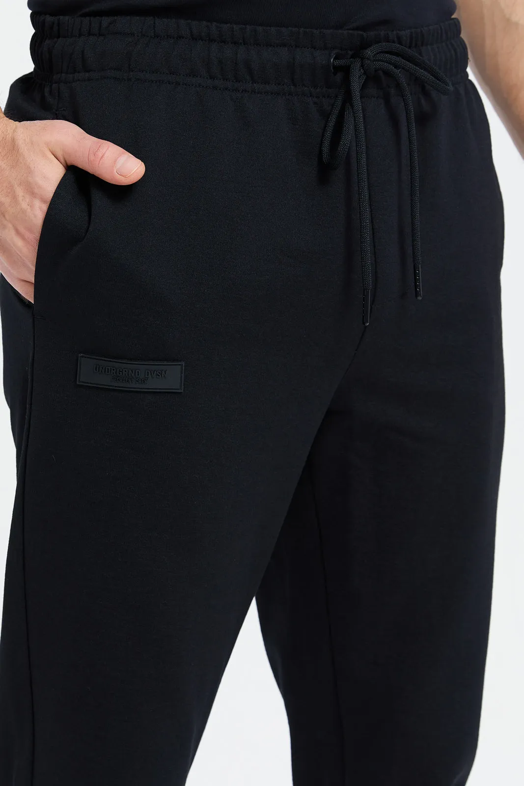 Men Black Joggers With Logo sold by Redtag product image thumbnail 4