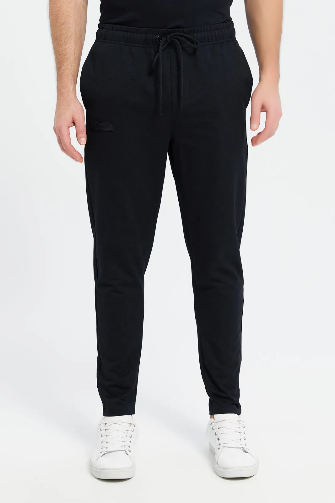 Men Black Joggers With Logo sold by Redtag