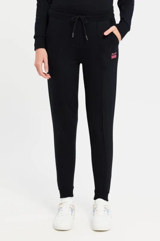 Women Black Jogger With Placement Print sold by Redtag