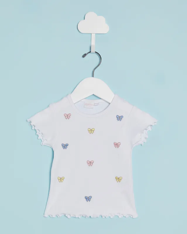 Infant Girls White All Over Embroidered T-Shirt sold by Redtag