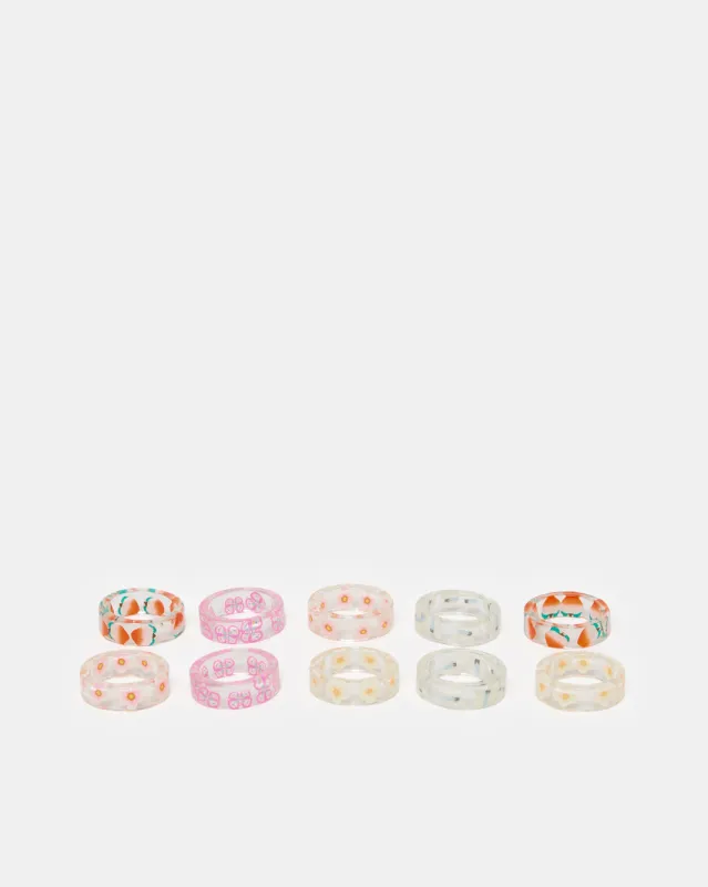 Girls Assorted Embellished Ring Set (Pack of 10) sold by Redtag