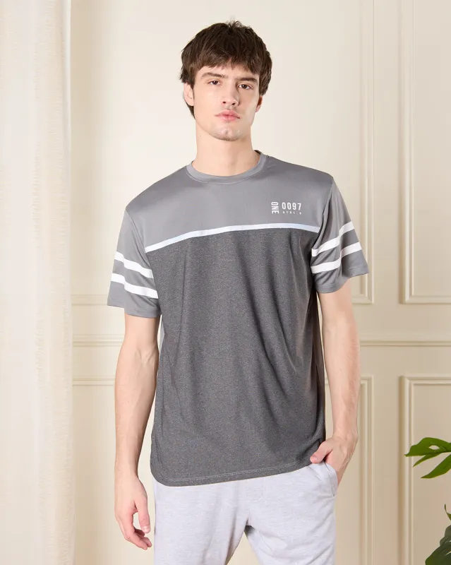 Men Charcoal Cut And Sew Active T-Shirt sold by Redtag
