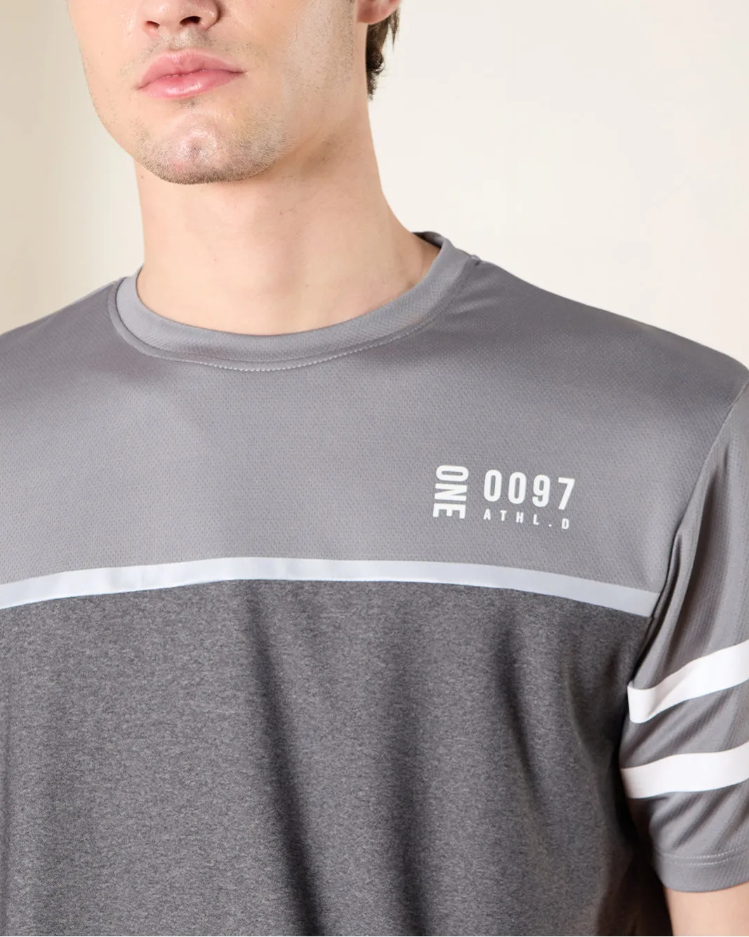 Men Charcoal Cut And Sew Active T-Shirt sold by Redtag product image thumbnail 4