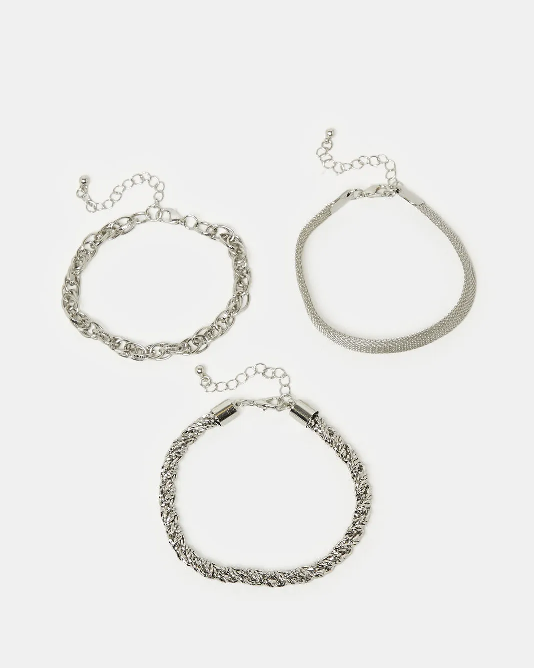 Women Silver Embellished Bracelets (3 Piece) sold by Redtag