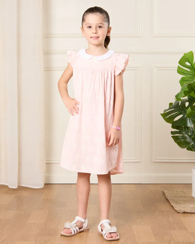 Girls Pink Flower Printed Dress sold by Redtag
