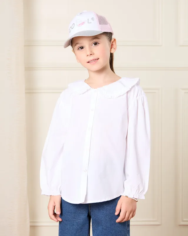 Girls White Plain Shirt Blouse sold by Redtag