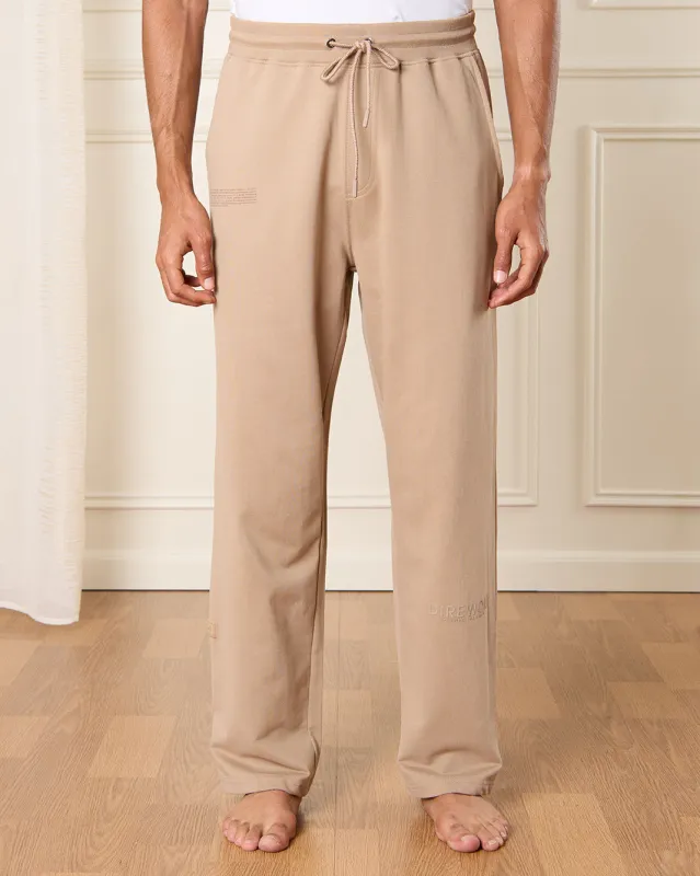 Men Beige Solid lounge Pants sold by Redtag