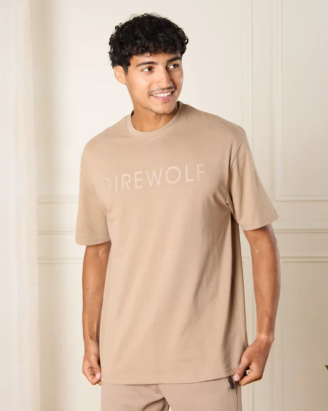 Men Beige Printed Lounge T-Shirt sold by Redtag