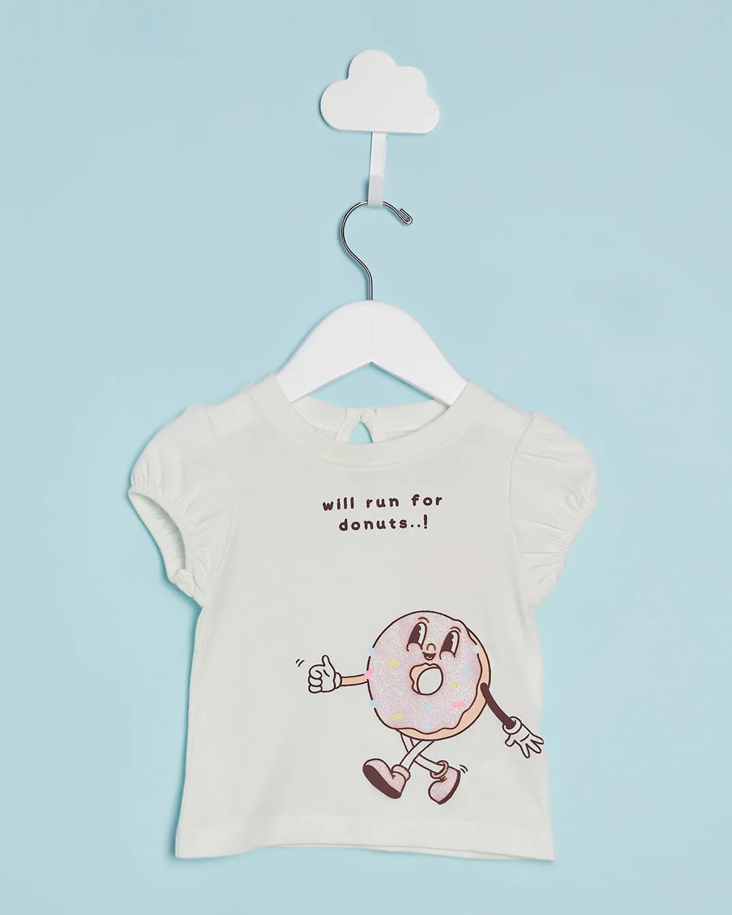 Infant Girls White Happy Donut Print T-Shirt sold by Redtag