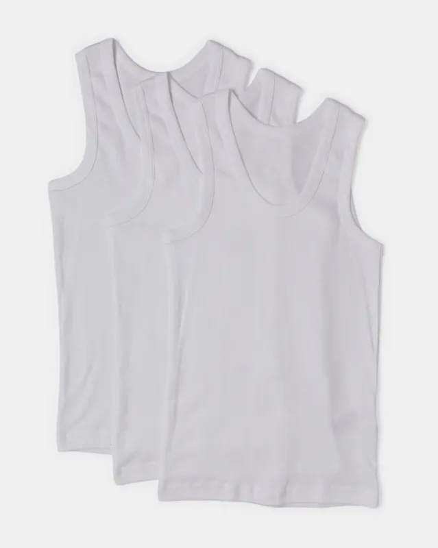 Boys White Basic Vest Set (Pack of 3) sold by Redtag