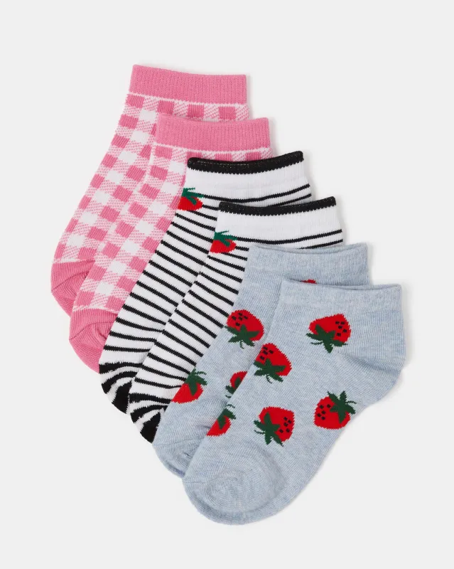 Girls Assorted Printed Ankle Length Socks (3 Pairs) sold by Redtag