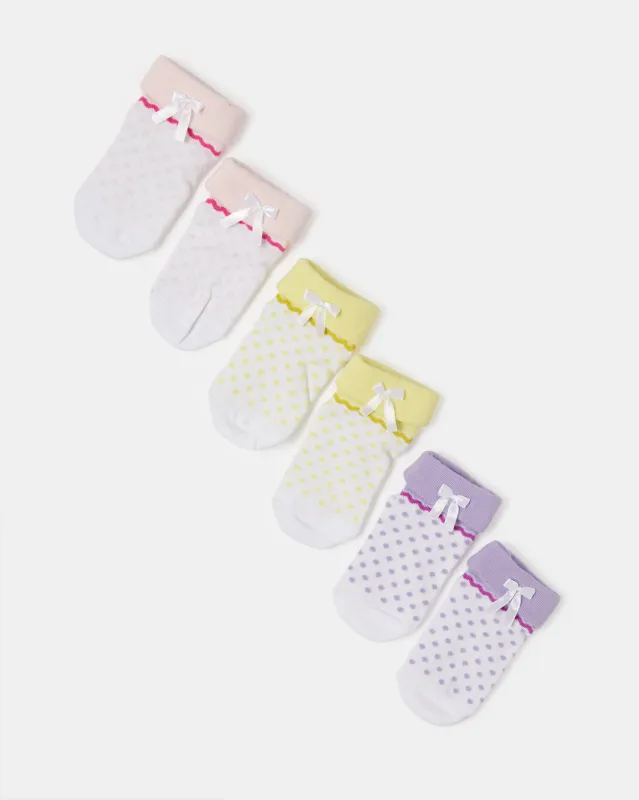Infant Girls Assorted Ankle Length Socks (3 Pairs) sold by Redtag