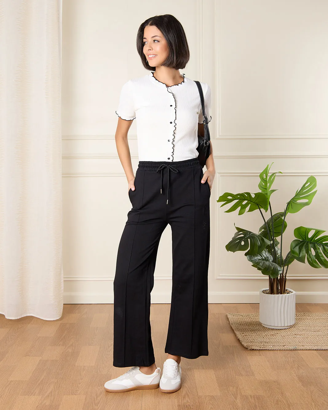 Women Black Wide Leg Active Pants sold by Redtag product image thumbnail 2